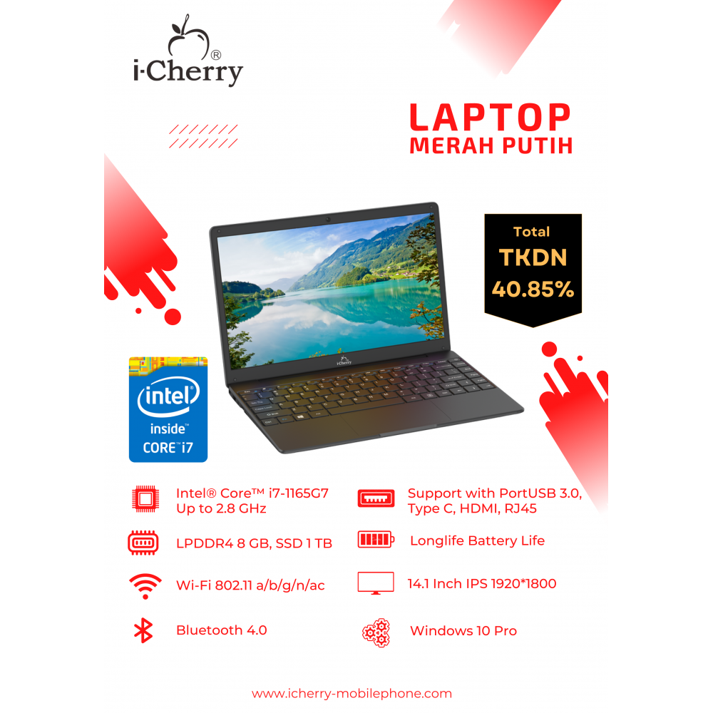 Laptop Merah Putih core i7 8GB, 1TB
